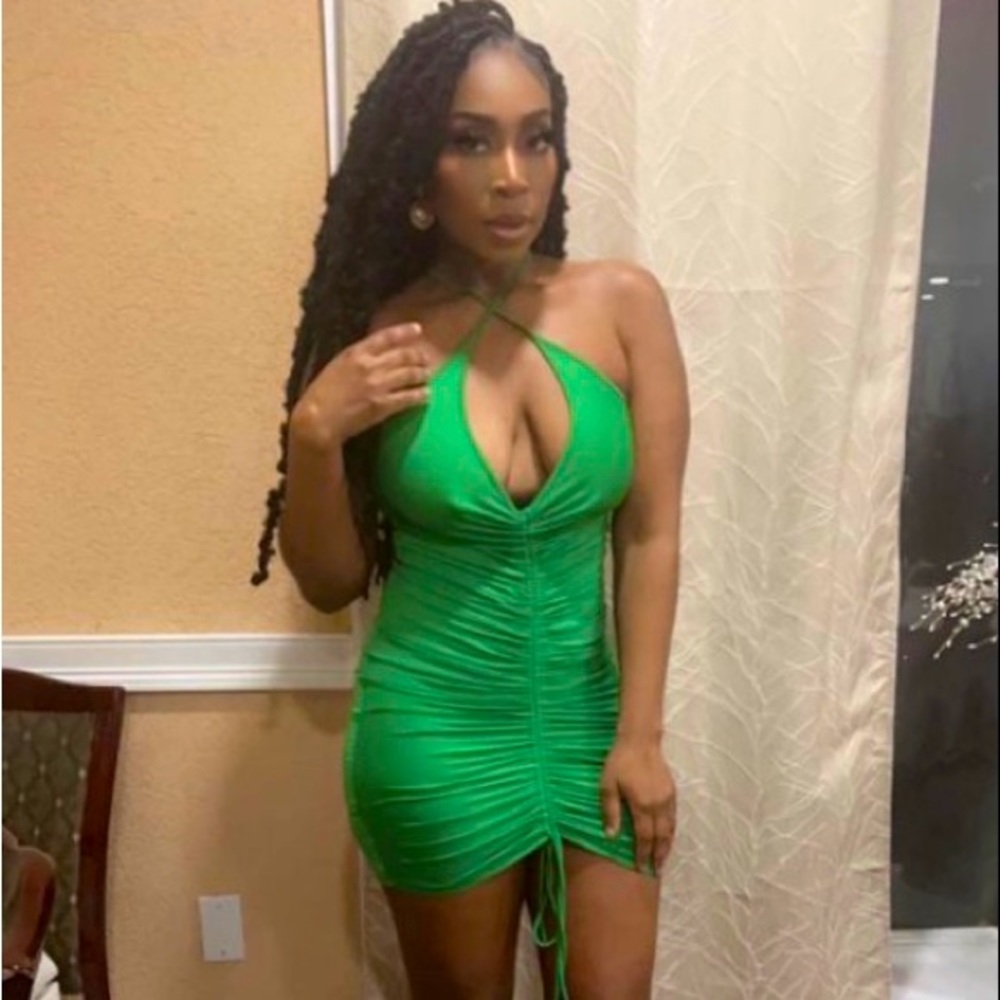 Green mini dress
